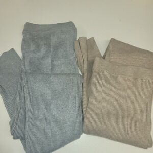 Victoria's Secret Ribbed Knit Leggings Lounge Sleep Pants‎ M/M Gray Beige